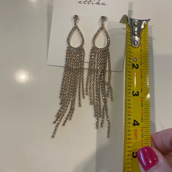 Long rhinestone earrings - Picture 2 of 4